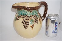 Handthrown Grape Motif Pitcher