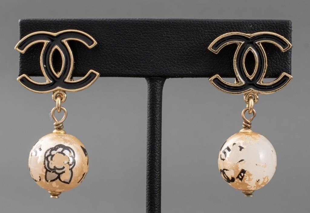 Chanel Runway Gold-Tone Faux Pearl Icon Earrings