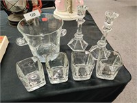 4 Jack Daniels glasses, ice bucket, candle holder
