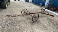 Large Iron Cart Frame w/ 3 Wheels