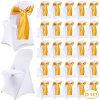 Lounsweer 50 Pcs Folding Chair Cover Set with...