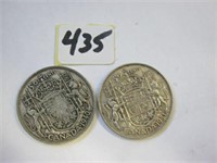 1940 & 1951 Canadian Silver Fifty Cents Coins