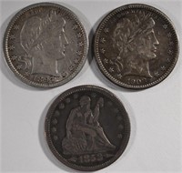QUARTER LOT: BARBERS AND SEATED LIBERTY