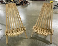 Two Amish Pine Adirondack Folding Chairs