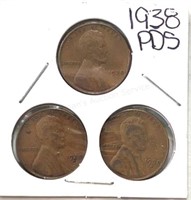 1938 PDS Lincoln Wheat Cents