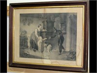 CHIMNEY SWEEP PRINT IN NICE ANTIQUE WALUT FRAME -