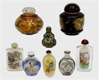 (8) CHINESE PAINTED OVERLAY JARS & SNUFF BOTTLES