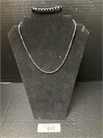 Sterling Silver Black Stone Necklace & Bracelet.