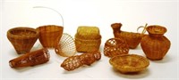 Collection hand woven cane miniature pieces