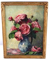 AUGUSTE KIND FLORAL STILL LIFE WITH VASE FRENCH