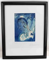 MARC CHAGALL ABRAHAM & SARAH BLUE TONE LITHOGRAPH