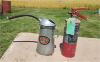 Oil can & fire extinguisher.