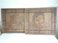 Lion Etching - Tiger Etching - Both 27 x 24