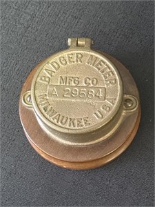 Vtg Brass Badger water meter cover