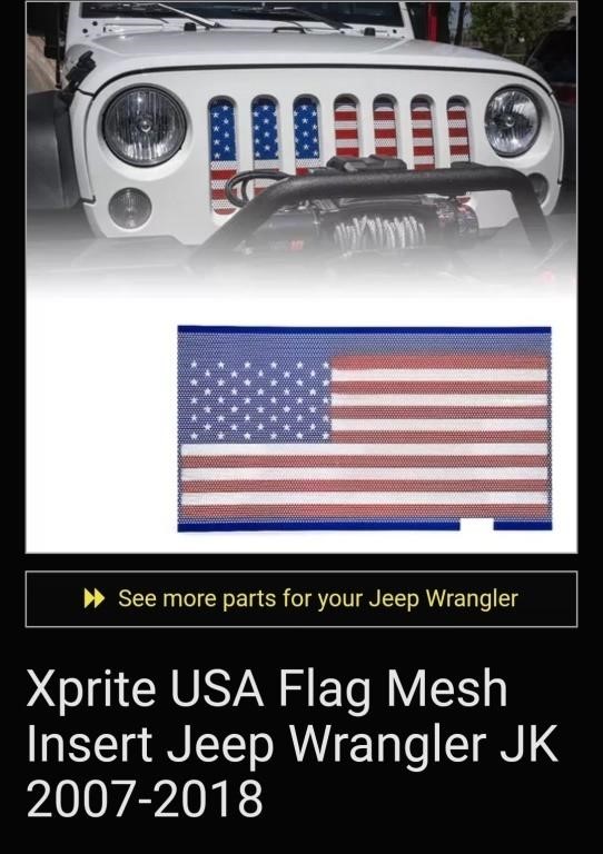 2007-2018 Jeep Wrangler Grill Flag Insert