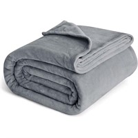 Bedsure Fleece Bed Blankets Queen Size Grey - Soft