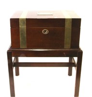 ANTIQUE DOCUMENT BOX ON STAND