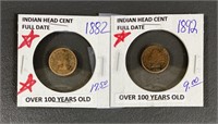 1882 & 1892 Indian Head Cent Coins