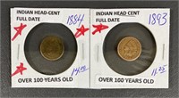 1884 & 1893 Indian Head Cent Coins