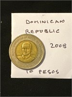 Dominican Republic 2008  10 Pesos Coin