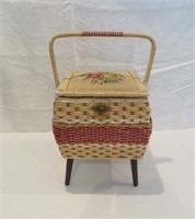 Sewing Basket on legs- embroidered lift up lid