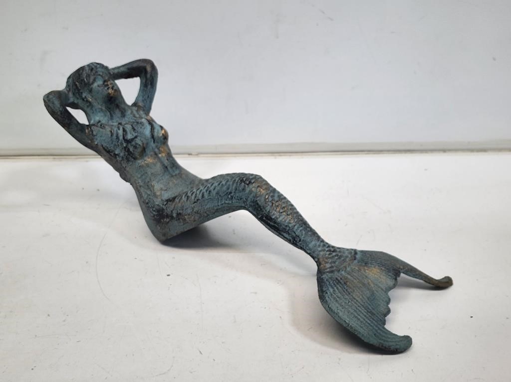 Cast Iron Seated Mermaid Statue