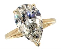 14k Gold 5.40 ct Pear Cut Lab Diamond Ring