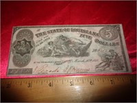 1863 CONFEDERATE STATE OF LOUISIANA $5 NOTE