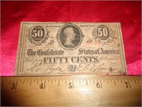 1863 CONFEDERATE 50¢ NOTE / VA