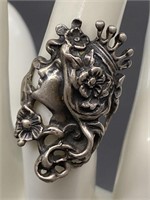 Art Nouveau sterling silver lady ring -