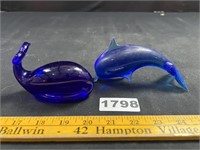 Art Glass Whale & Dolphin