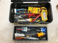 WIRE STRIPPERS, TESTERS, STANLEY TOOL BOX, TOOLS