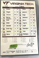 VT Dugout Lineup Card from 3-1 Clemson win in '23