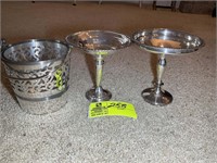 GROUP OF STERLING CANDY DISHES AND ICE BUCKET