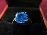 LADIES STAMPED 925 BLUE TOPAZ  RING SIZE 6 1/2