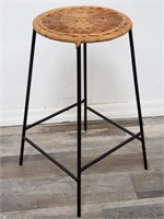 Vintage iron stool w/ woven top