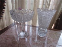 crystal vase and dish