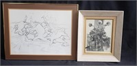 Signed lithograph and pencil drawing