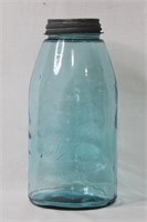 Antique Aqua Ball Mason Jar With Original Lid