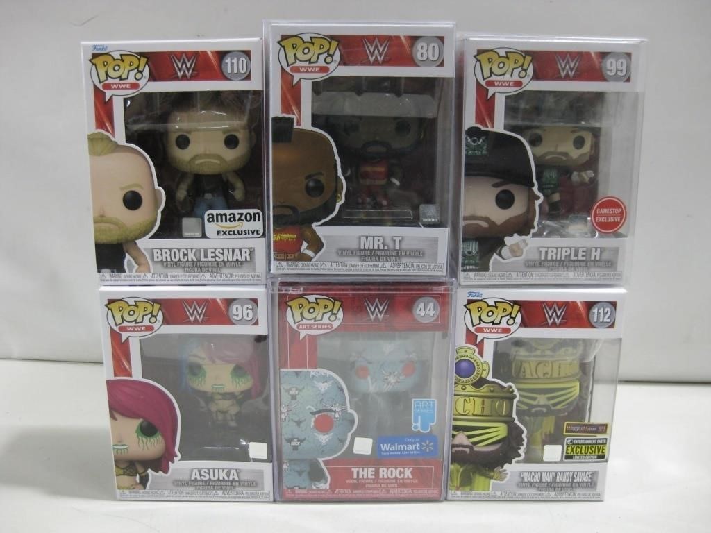 NIB Six Assorted WWE Vinyl Funko Pops