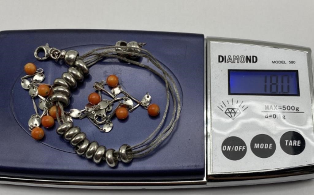 18g silver necklace and bracelet