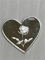 1 Gram  Silver Heart With Rose