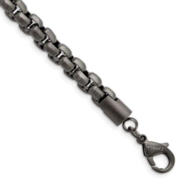 Stainless Steel Gun Metal Box Chain Bracelet