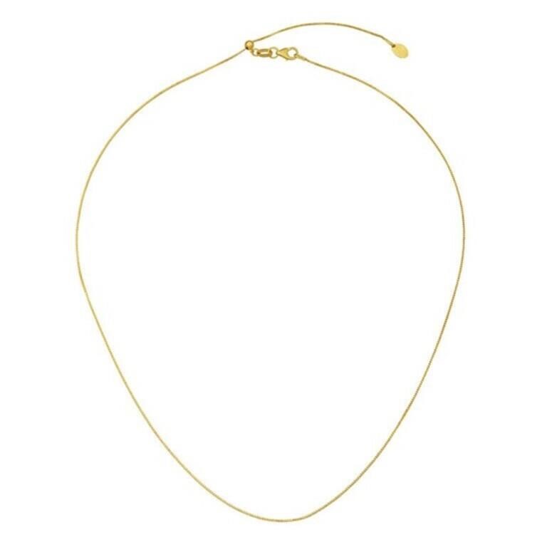 14K Gold Box 0.6mm Adjustable Necklace