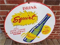 30" porcelain single-sided Squirt soda pop sign