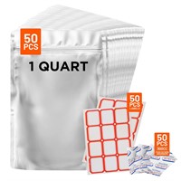 50pc- 1 Quart Mylar Bags for Long Term Food Storag