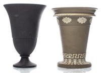Wedgwood Jasperware & Ravenstone Trumpet Vases, 2