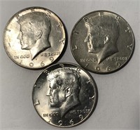 (3) 1969 D Kennedy Half Dollars