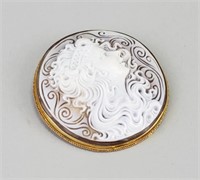 18K Gold Goddess Cameo Brooch & Pendant.