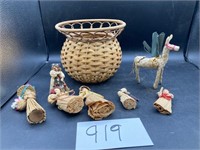 Vintage Woven Basket and Woven Items